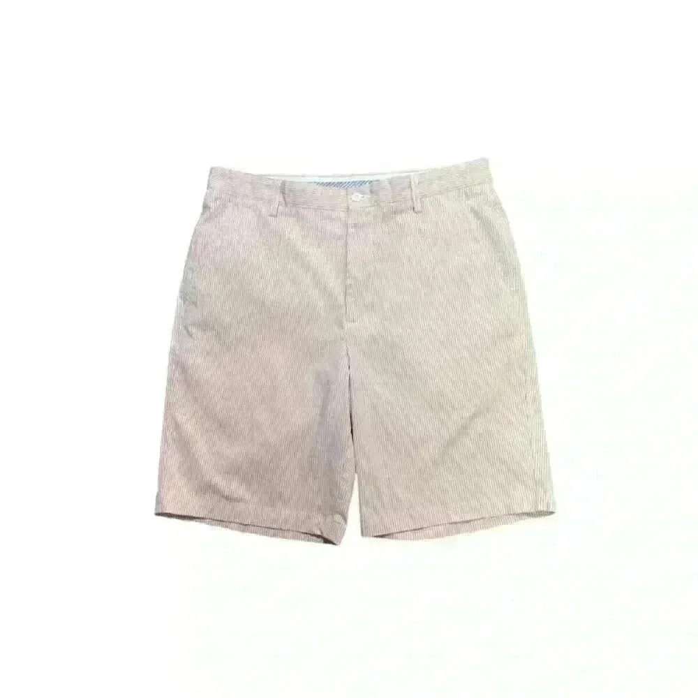 FOOTJOY Men’s Seersucker Stretch Golf Shorts - Peach & White - Size 34
